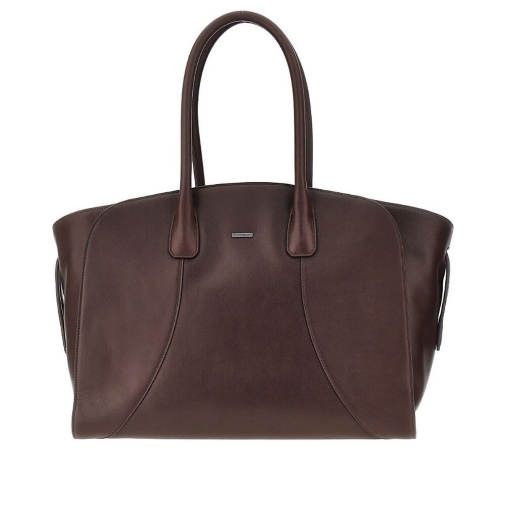 Emporio Armani Men Smooth Leather Tote Bag With Logo Plate